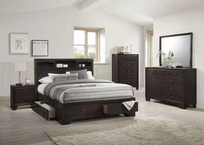 Cómoda doble de 57" de madera maciza y manufacturada color espresso con nueve cajones