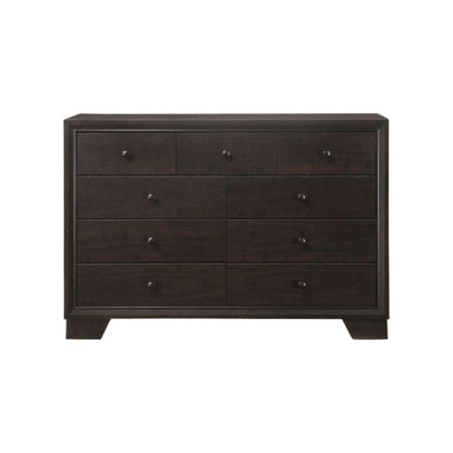 Cómoda doble de 57" de madera maciza y manufacturada color espresso con nueve cajones