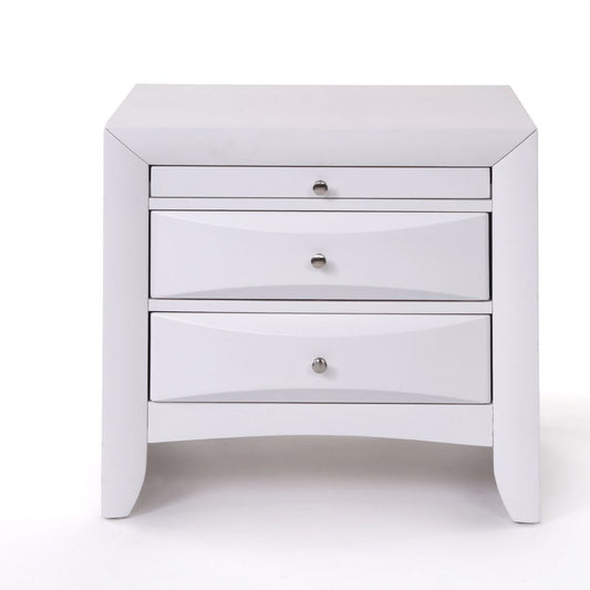 Elegante mesita de noche blanca de 3 cajones