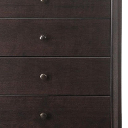 Cómoda de cinco cajones de madera maciza color espresso de 31"