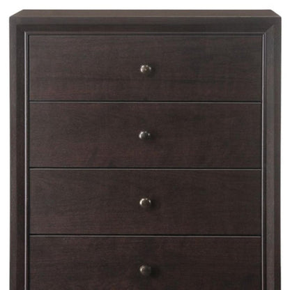 Cómoda de cinco cajones de madera maciza color espresso de 31"