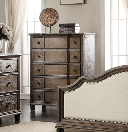 Cómoda doble de nueve cajones de madera maciza marrón oscuro de 60"