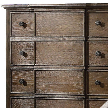 Cómoda doble de nueve cajones de madera maciza marrón oscuro de 60"
