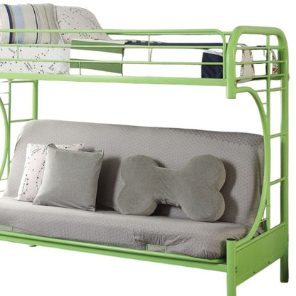 Litera de tubo de metal plateado de 78" x 41" x 65" (dos camas individuales sobre una cama matrimonial)