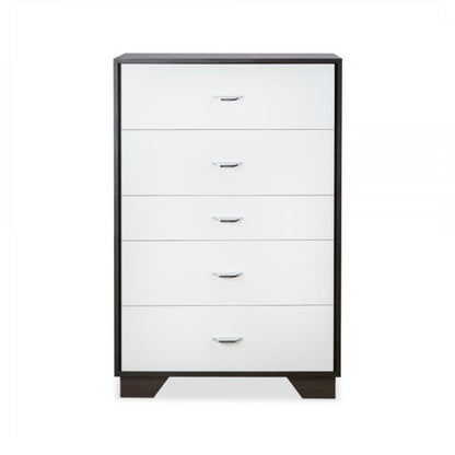 Cómoda estándar de cinco cajones marrón y blanca de 32"