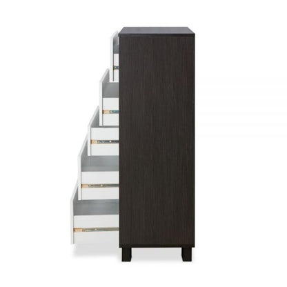 Cómoda estándar de cinco cajones marrón y blanca de 32"