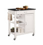 Carrito de cocina de madera de caucho blanco y negro de 81 x 48 x 86 cm