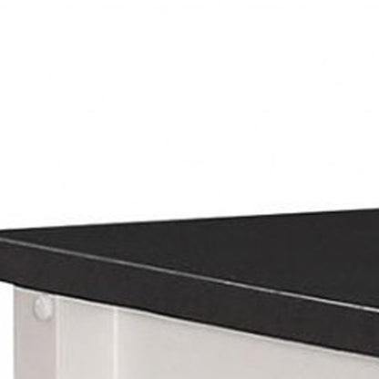 Carrito de cocina de madera de caucho blanco y negro de 81 x 48 x 86 cm