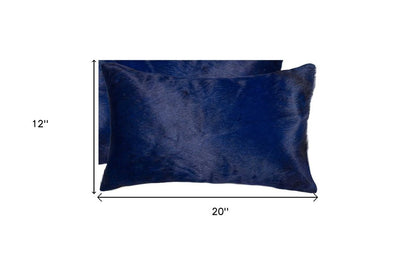 Set of Two 12" X 20" Gray Cowhide Throw Pillow