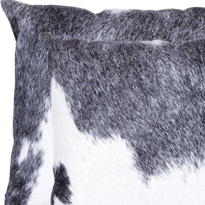 Set of Two Silver and Gray Cowhide Throw Pillow