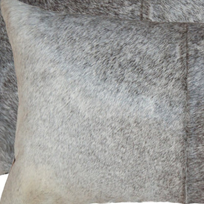 Set of Two 12" X 20" Gray Cowhide Throw Pillow