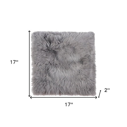 17" X 17" Gray Genuine Sheepskin Chair Pad