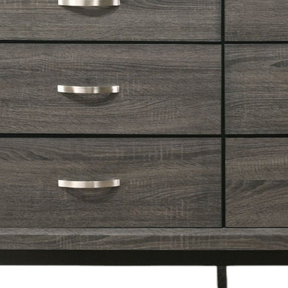 Cómoda doble gris de seis cajones de 58"