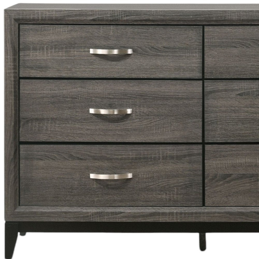 Cómoda doble gris de seis cajones de 58"