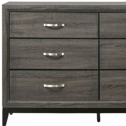 Cómoda doble gris de seis cajones de 58"