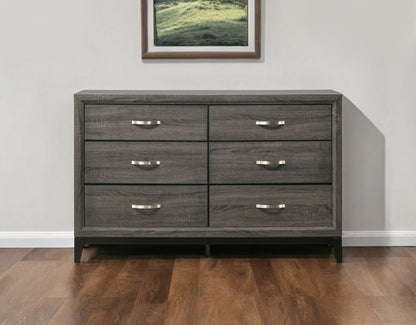 Cómoda doble gris de seis cajones de 58"