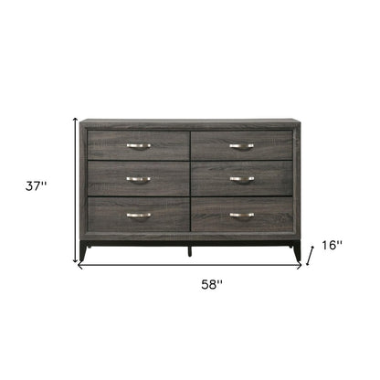 Cómoda doble gris de seis cajones de 58"