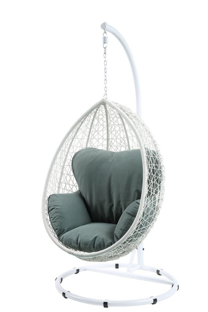 Sillón columpio de metal negro de 38" con cojín beige
