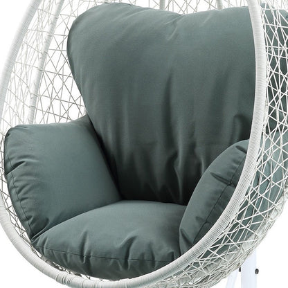 Sillón columpio de metal negro de 38" con cojín beige