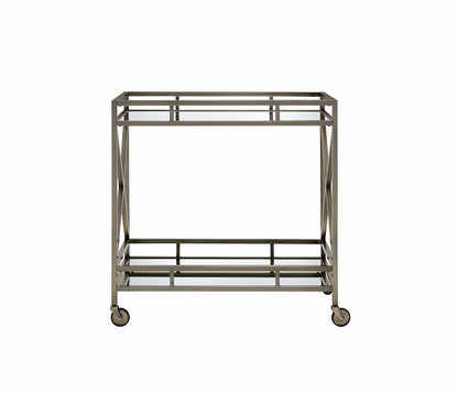 Carrito de servicio de metal de latón antiguo de 34" x 20" x 35"