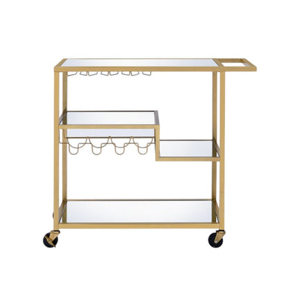 40" Clear and Gold Glass and Iron Rolling Prep Table