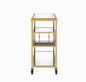 40" Clear and Gold Glass and Iron Rolling Prep Table