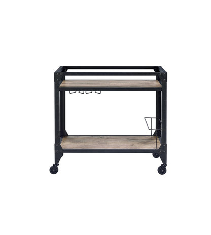 Mesa de preparación con ruedas de 81 cm, color negro y natural, con espacio de almacenamiento