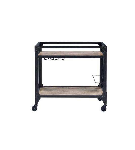 Mesa de preparación con ruedas de 81 cm, color negro y natural, con espacio de almacenamiento