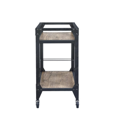 Mesa de preparación con ruedas de 81 cm, color negro y natural, con espacio de almacenamiento