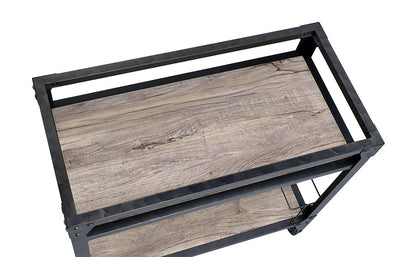 Mesa de preparación con ruedas de 81 cm, color negro y natural, con espacio de almacenamiento