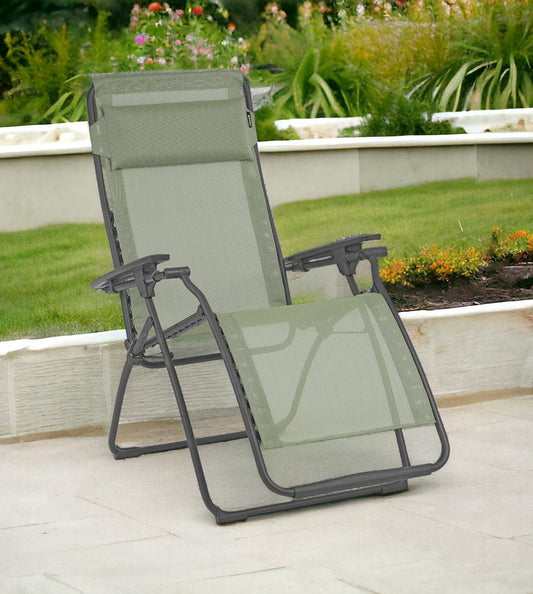 Silla de exterior de gravedad cero de acero verde de 71 cm con cojín verde