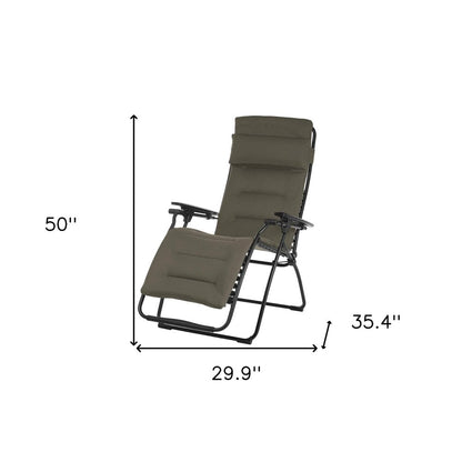 30" Black Steel Outdoor Zero Gravity Chair with Black Cushion