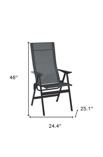 Sillón de exterior de acero gris y negro de 24"