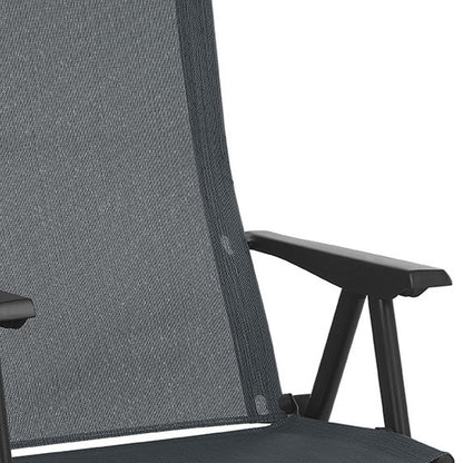 Sillón de exterior de acero gris y negro de 24"