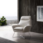33" Light Gray and Silver Italian Leather Tufted Arm Chair