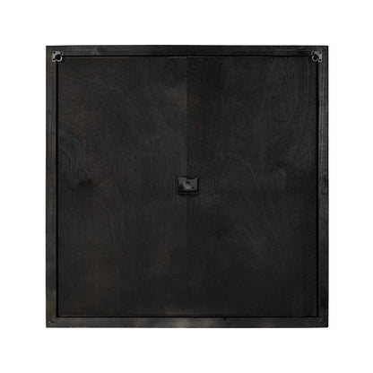 Square Distressed Wood And Metal Wall Clock
