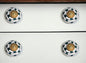 Set of Eight Green White And Gold Geometric Ceramic Drawer Pull Knobs