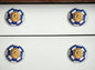 Set of Twelve Blue White And Gold Geometric Ceramic Drawer Pull Knobs