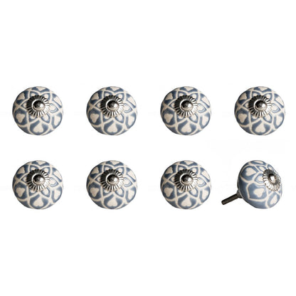 1.5" X 1.5" X 1.5" Hues Of White Navy And Silver  Knobs 8 Pack