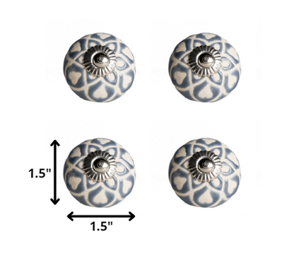 1.5" X 1.5" X 1.5" Hues Of White Navy And Silver  Knobs 8 Pack