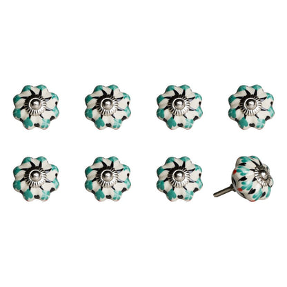 1.5" X 1.5" X 1.5" Hues Of White Navy And Silver  Knobs 8 Pack