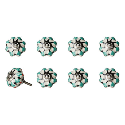 1.5" X 1.5" X 1.5" Hues Of White Navy And Silver  Knobs 8 Pack