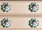 Set of Twelve Green Silver And White Geometric Ceramic Drawer Pull Knobs