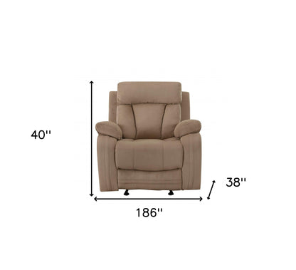 Three Piece Indoor Beige Microsuede Six Person Seating Set