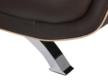 47" Brown And Silver Leather Match Club Chair