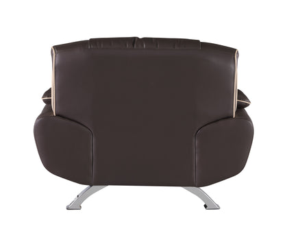 47" Brown And Silver Leather Match Club Chair