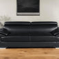 86" Black Leather Sofa With Silver Legs