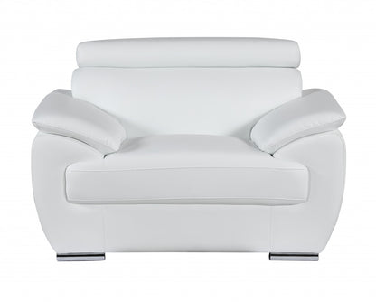 Three Piece Indoor White Genuine Leather Six Person Seating Set