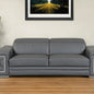 89" Dark Gray Italian Leather Sofa with Silver Legs