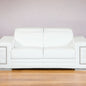 71" White Italian Leather Sofa With Silver Legs